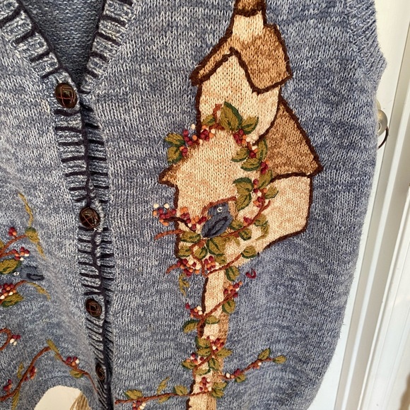 Vintage Capacity Bird Birdhouse Sweater Vest XL - Picture 3 of 8